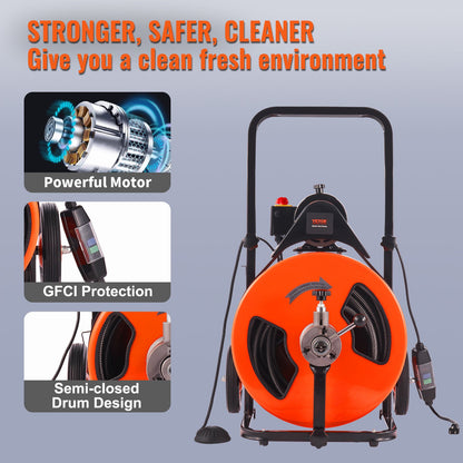 Drain Cleaner Machine Electric Drain Auger 100 FT x 3/4In Auto Feed V952-ZDJJKLSGDSTJZL4U4V3