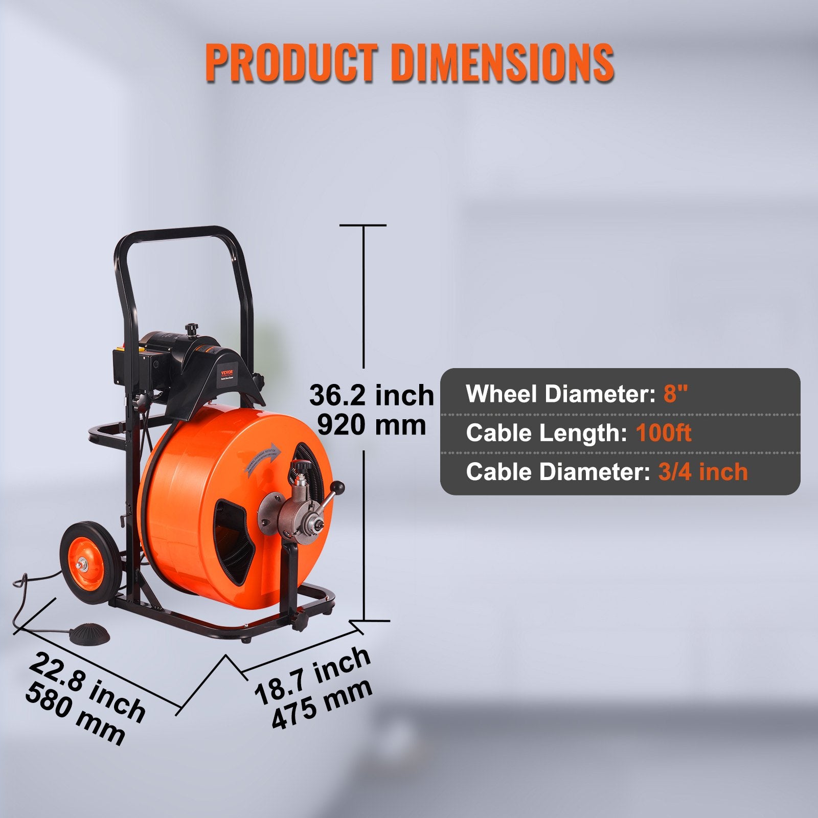 Drain Cleaner Machine Electric Drain Auger 100 FT x 3/4In Auto Feed V952-ZDJJKLSGDSTJZL4U4V3