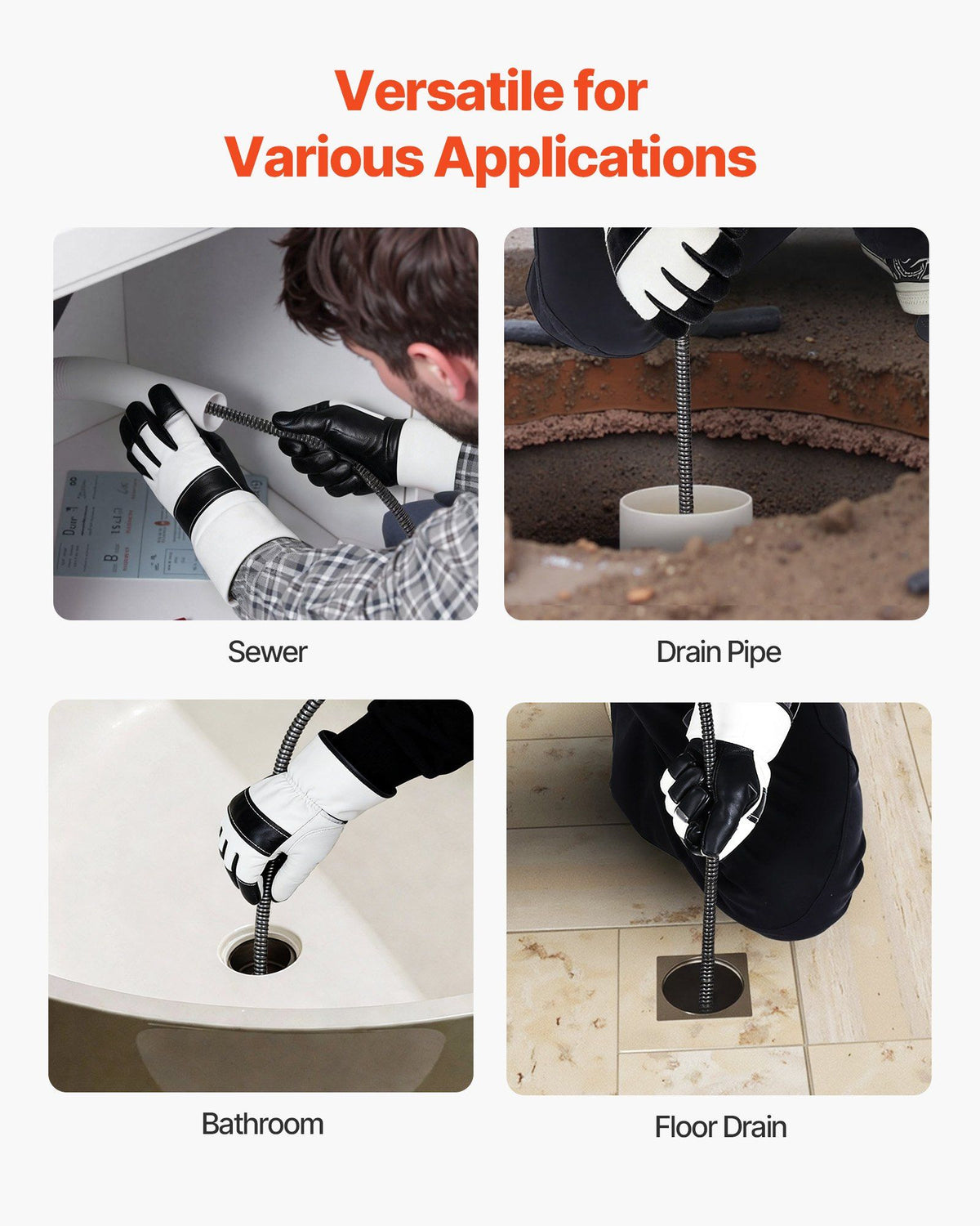 Drain Cleaner Machine 30m x 9.5mm, Auto Feed Sewer Snake Auger on Wheels, Portable Drain Cleaning Machine V952-ZDJJKLSGDSTJZRVU4002V3