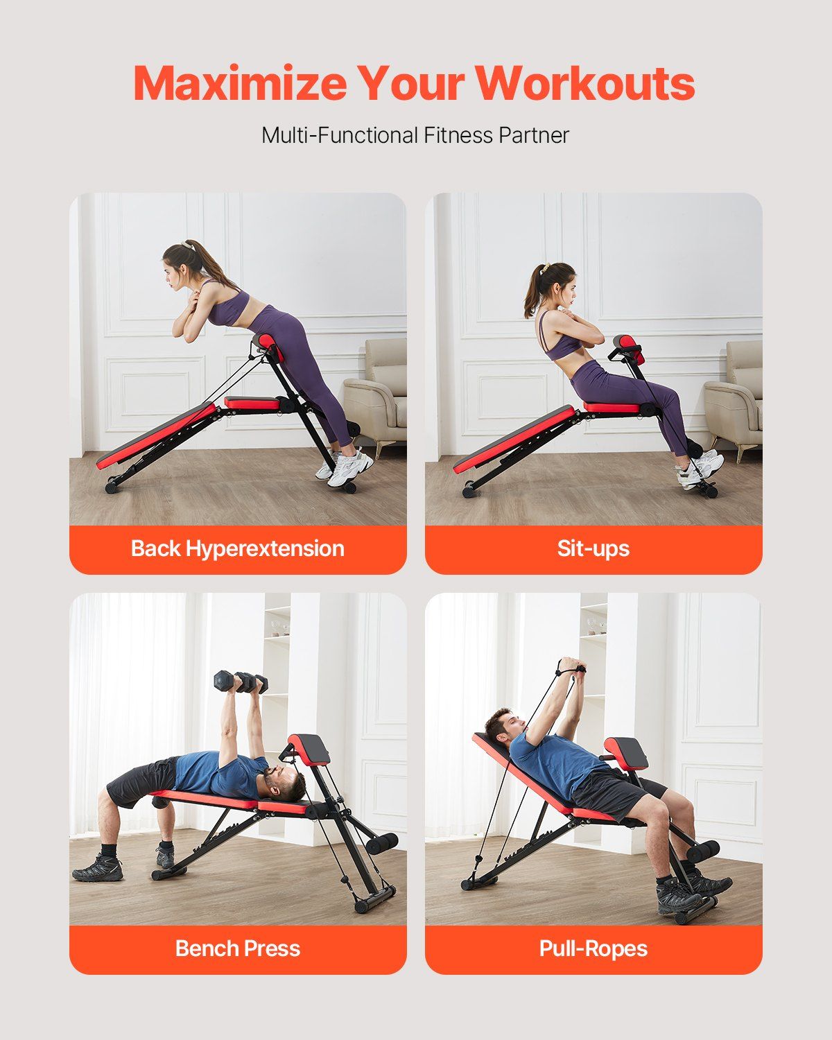 Multi-Functional Weight Bench for Full Body Workout, Roman Chair Hyperextension Bench, 770 lbs Adjustable & V952-ZDKLMYAX300LUGKWBV0