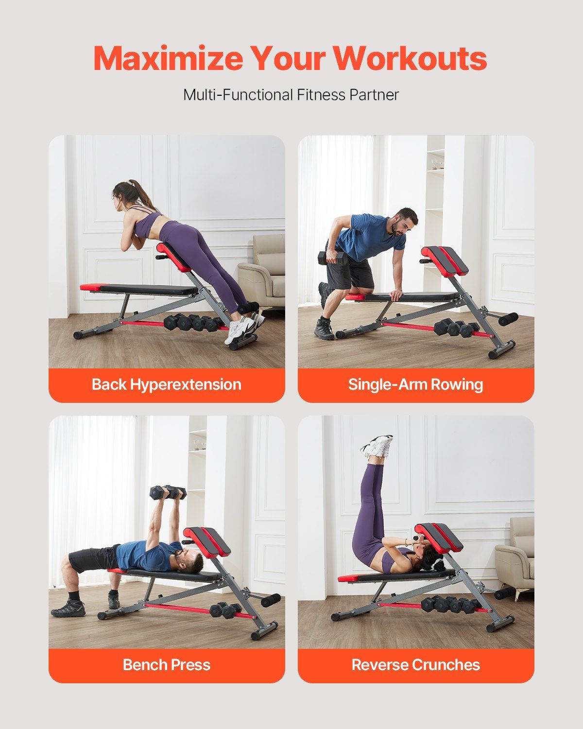 Multi-Functional Weight Bench for Full Body Workout, Roman Chair Hyperextension Bench, 660 lbs Adjustable V952-ZDKLMYSSJX660SMI2V0