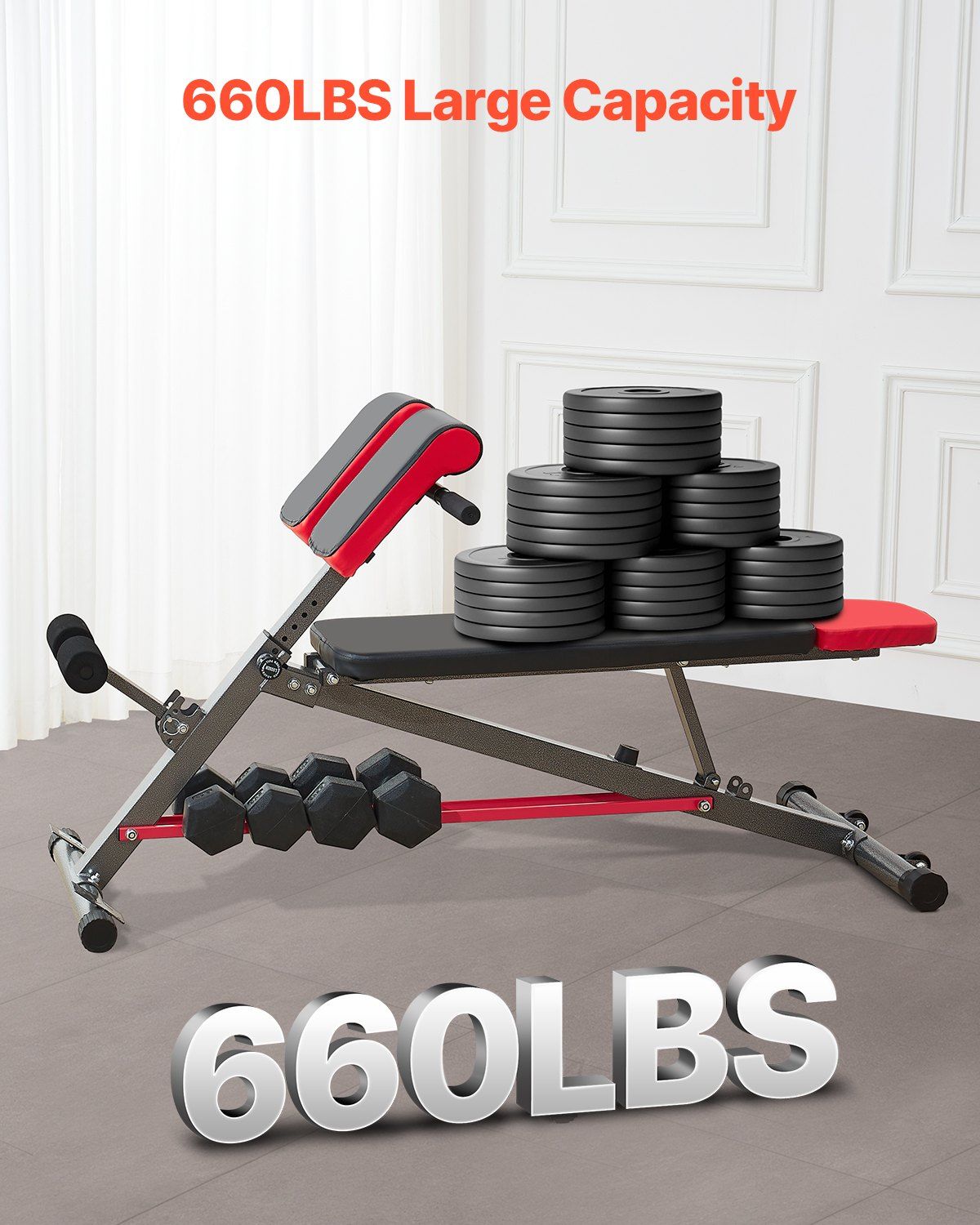 Multi-Functional Weight Bench for Full Body Workout, Roman Chair Hyperextension Bench, 660 lbs Adjustable V952-ZDKLMYSSJX660SMI2V0