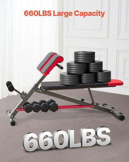 Multi-Functional Weight Bench for Full Body Workout, Roman Chair Hyperextension Bench, 660 lbs Adjustable V952-ZDKLMYSSJX660SMI2V0