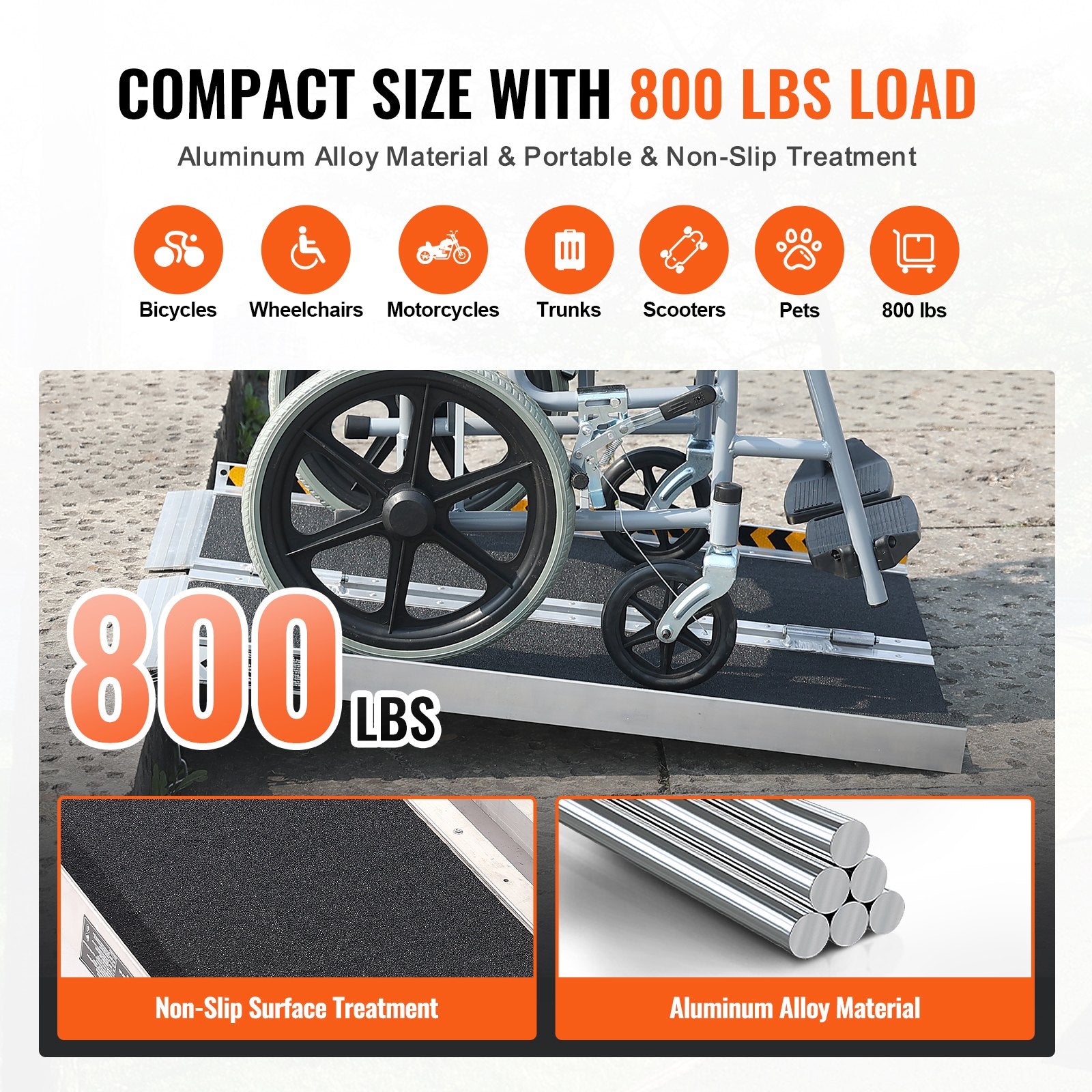 Portable Wheelchair Ramp 2FT, Non-Slip Aluminum Folding Handicap Ramp, Door Threshold Ramps for Wheelchair V952-ZDKMJPD24YC1YF5QCV0