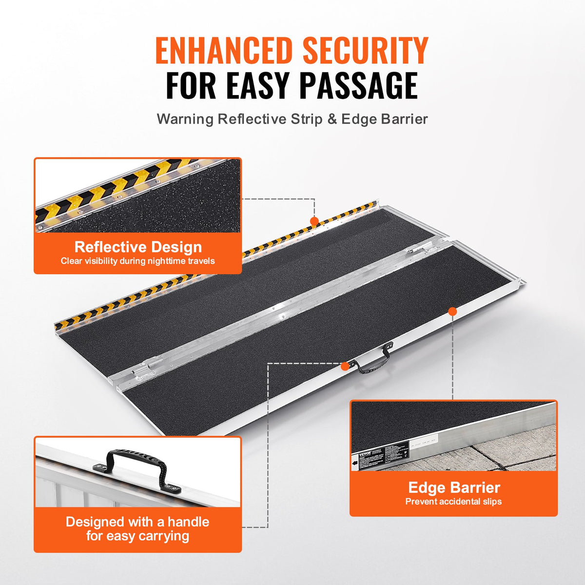 Portable Wheelchair Ramp, 183 cm 363 kg Capacity, Non-Slip Aluminum Folding Threshold Ramp, Foldable Mobility V952-ZDKMJPD72YC1JQ8CRV0
