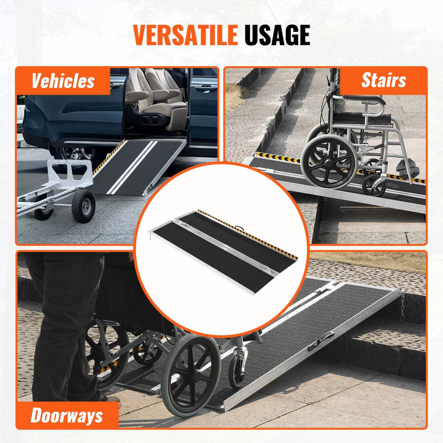 Portable Wheelchair Ramp, 183 cm 363 kg Capacity, Non-Slip Aluminum Folding Threshold Ramp, Foldable Mobility V952-ZDKMJPD72YC1JQ8CRV0