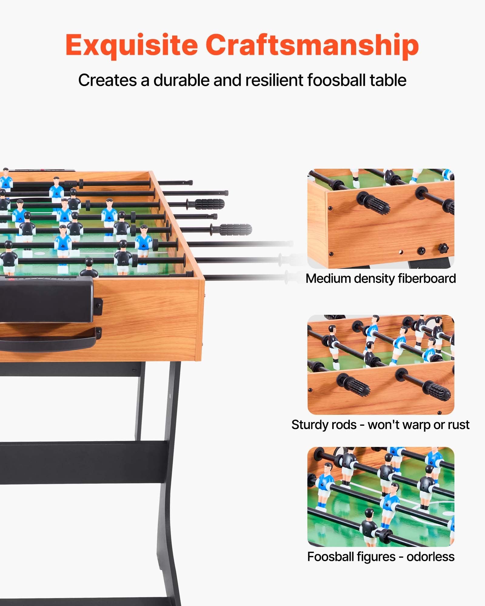 Folding Foosball Table, 106 cm Standard Size Table, Indoor Full Size Foosball Tables for Home, Family, and V952-ZDKZQZ48YCZS83TLN001V0