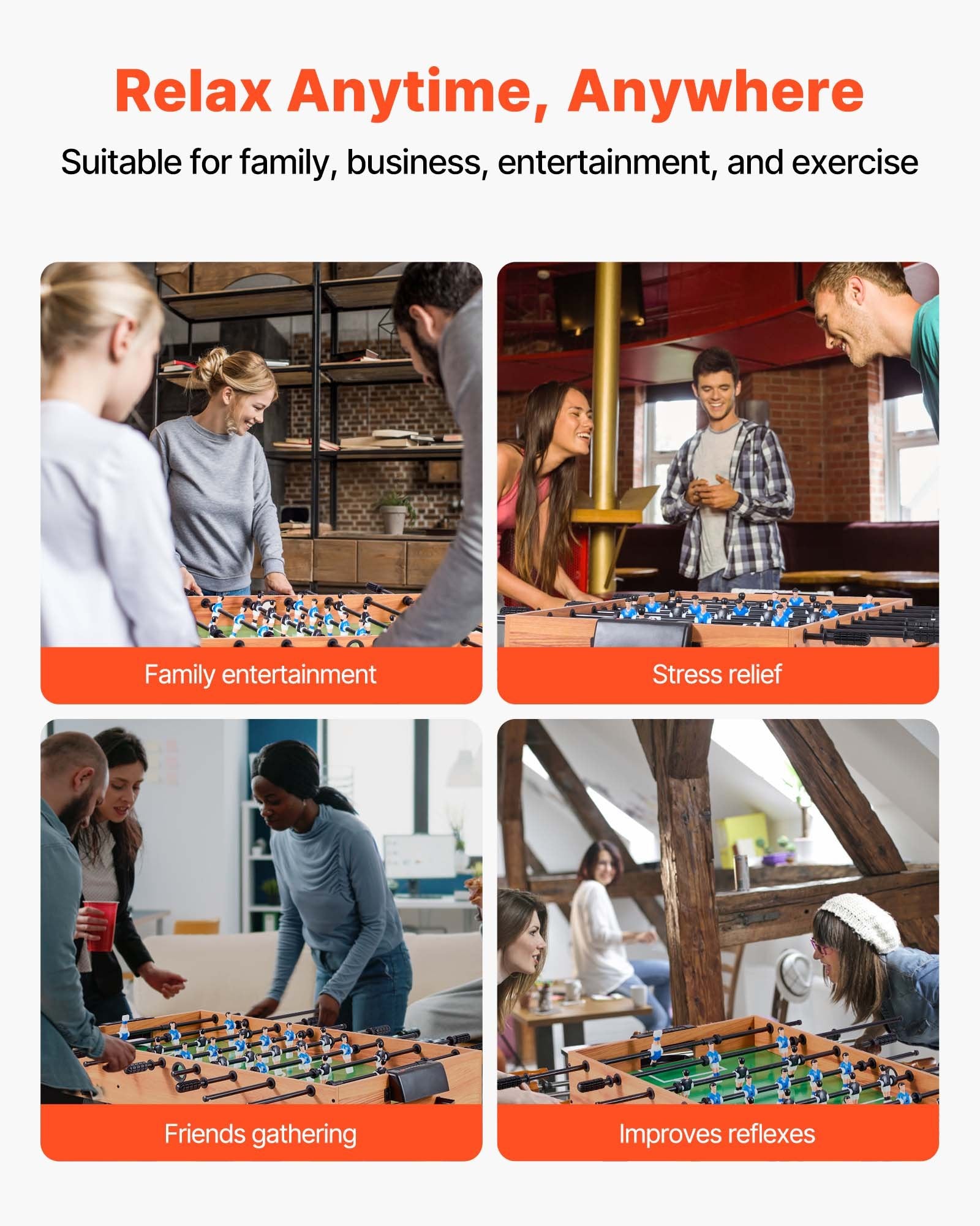 Folding Foosball Table, 106 cm Standard Size Table, Indoor Full Size Foosball Tables for Home, Family, and V952-ZDKZQZ48YCZS83TLN001V0