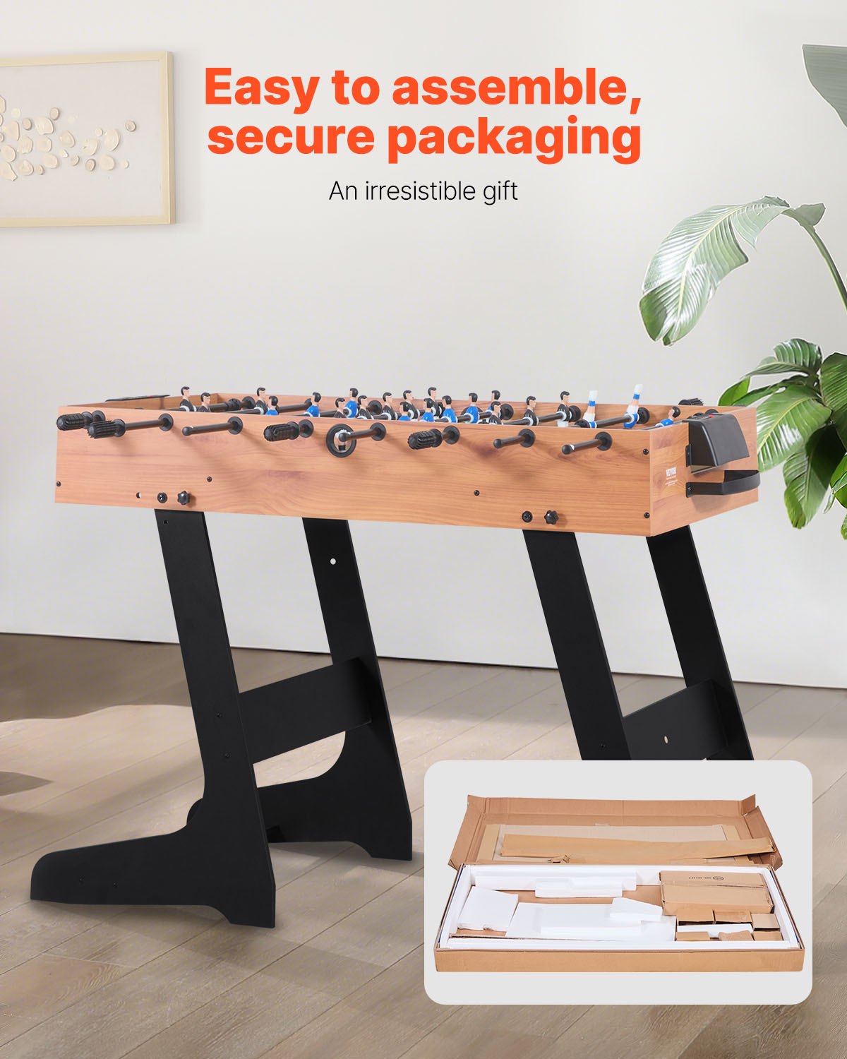Folding Foosball Table, 106 cm Standard Size Table, Indoor Full Size Foosball Tables for Home, Family, and V952-ZDKZQZ48YCZS83TLN001V0
