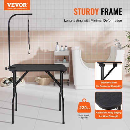 Pet Grooming Table Arm with Clamp, 808 x 460 mm Dog Grooming Station, Foldable Pets Grooming Stand for Medium V952-ZDMRZ32INCH0M0K0IV0