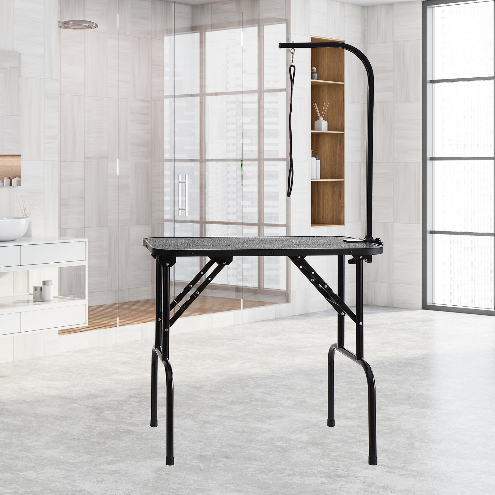 Pet Grooming Table Arm with Clamp, 808 x 460 mm Dog Grooming Station, Foldable Pets Grooming Stand for Medium V952-ZDMRZ32INCH0M0K0IV0