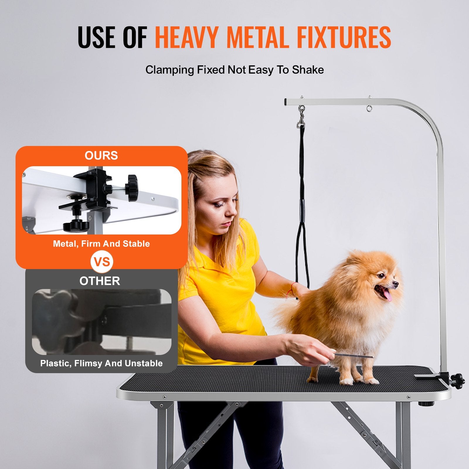 Pet Grooming Table Arm with Clamp, 915 x 610mm Dog Grooming Station, Foldable Pets Grooming Stand for Medium V952-ZDMRZ36INCH0NADPDV0