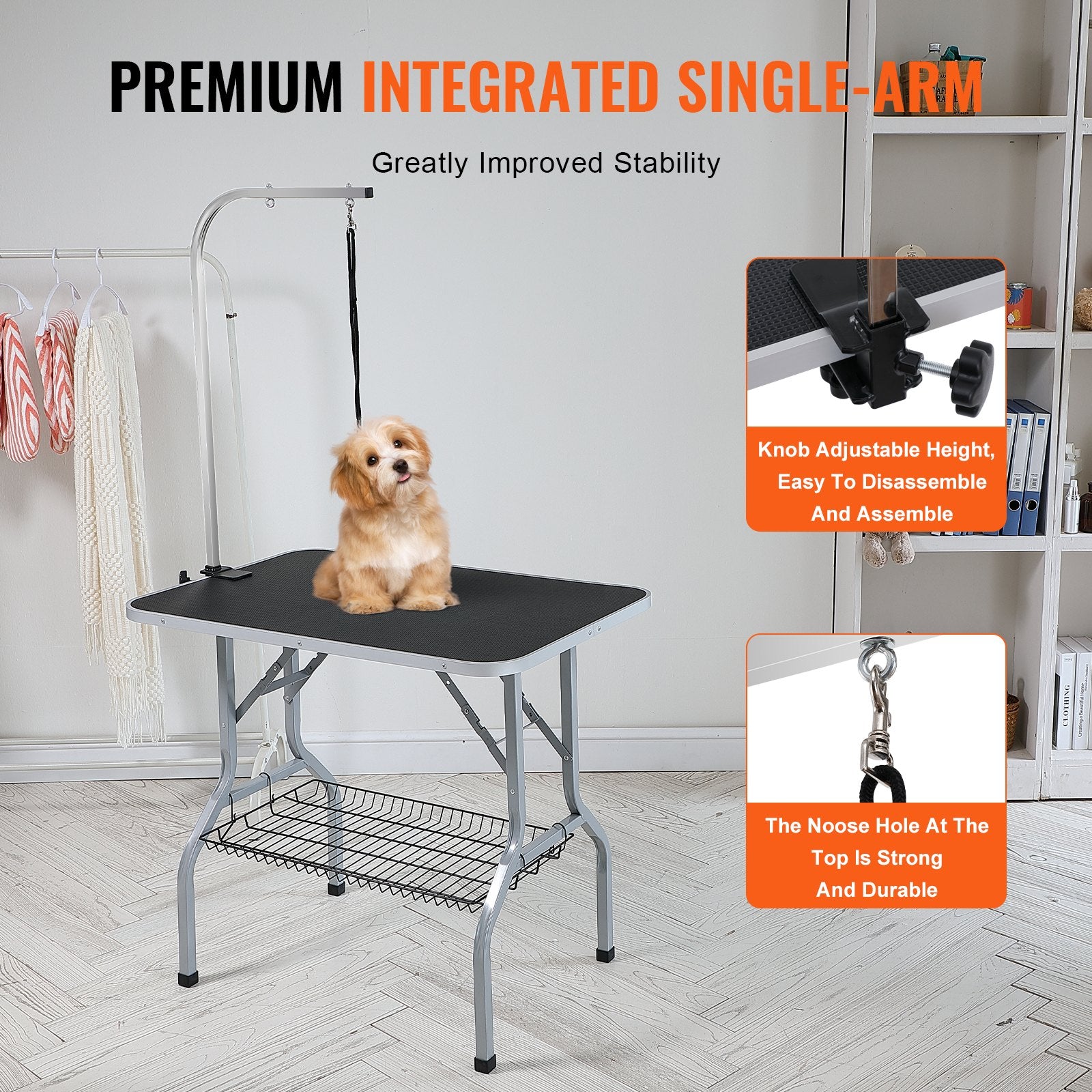 Pet Grooming Table Arm with Clamp, 915 x 610mm Dog Grooming Station, Foldable Pets Grooming Stand for Medium V952-ZDMRZ36INCH0NADPDV0