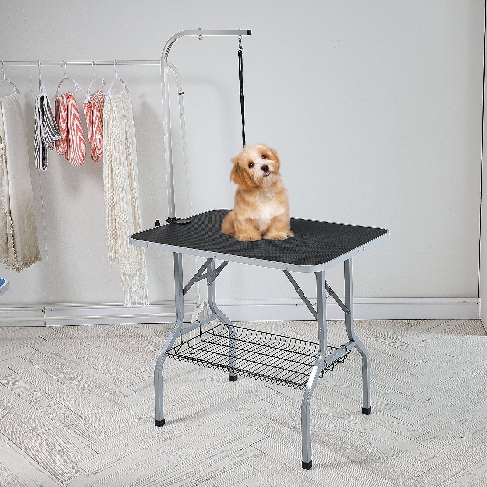Pet Grooming Table Arm with Clamp, 915 x 610mm Dog Grooming Station, Foldable Pets Grooming Stand for Medium V952-ZDMRZ36INCH0NADPDV0