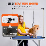 Pet Grooming Table Two Arms with Clamp, 915 x 610mm Dog Grooming Station, Foldable Pets Grooming Stand for V952-ZDMRZ36INCHSQMXV6V0