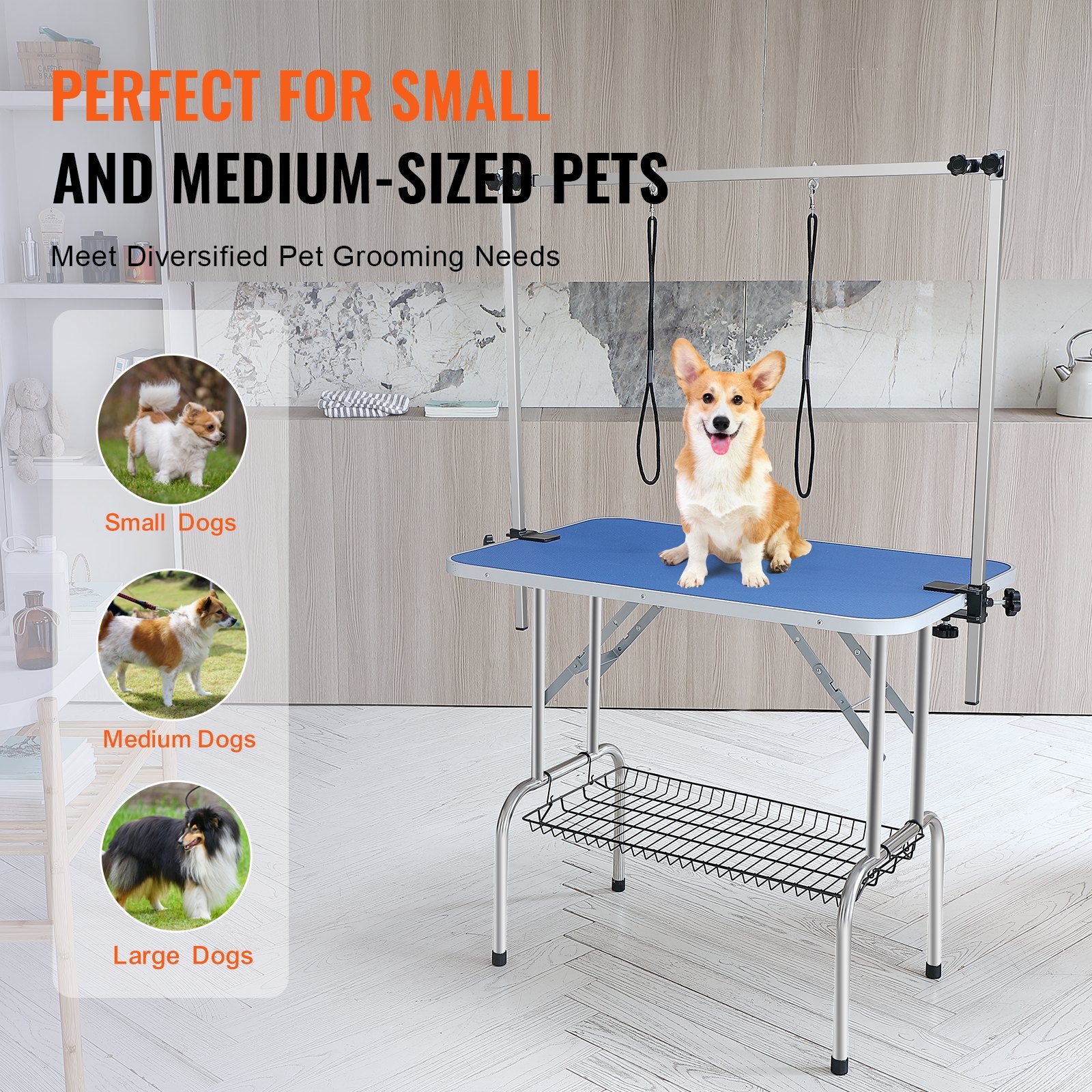Pet Grooming Table Two Arms with Clamp, 915 x 610mm Dog Grooming Station, Foldable Pets Grooming Stand for V952-ZDMRZ36INCHSQMXV6V0