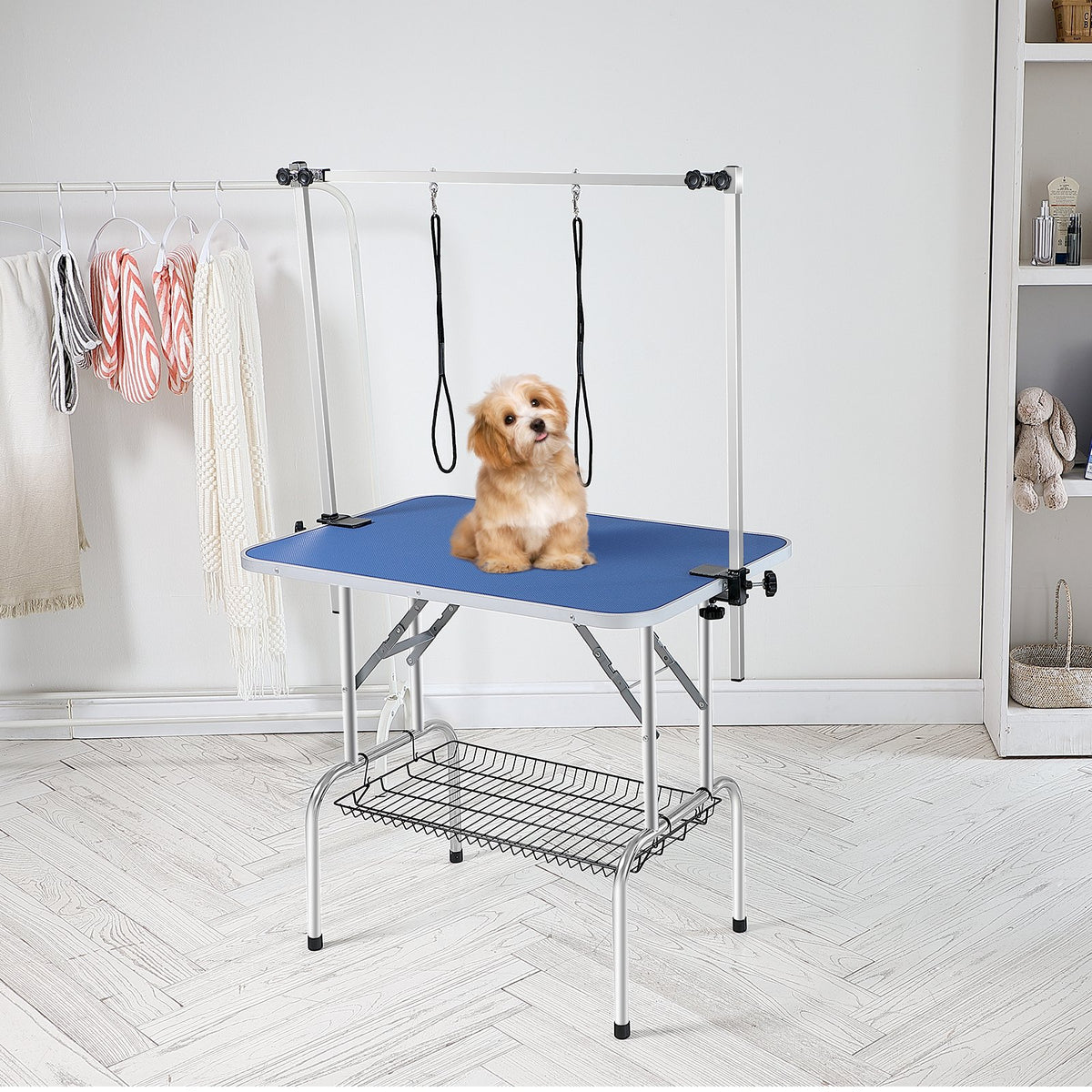 Pet Grooming Table Two Arms with Clamp, 915 x 610mm Dog Grooming Station, Foldable Pets Grooming Stand for V952-ZDMRZ36INCHSQMXV6V0