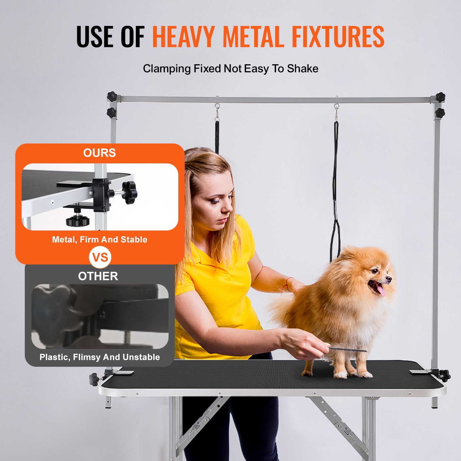Pet Grooming Table Two Arms with Clamp, 117cm Dog Grooming Station, Foldable Pets Grooming Stand for Medium V952-ZDMRZ46INCH0I6658V0