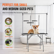 Pet Grooming Table Two Arms with Clamp, 117cm Dog Grooming Station, Foldable Pets Grooming Stand for Medium V952-ZDMRZ46INCH0I6658V0
