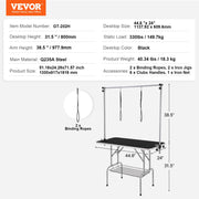 Pet Grooming Table Two Arms with Clamp, 117cm Dog Grooming Station, Foldable Pets Grooming Stand for Medium V952-ZDMRZ46INCH0I6658V0