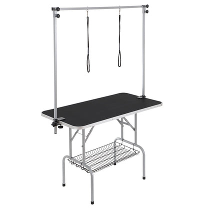 Pet Grooming Table Two Arms with Clamp, 117cm Dog Grooming Station, Foldable Pets Grooming Stand for Medium V952-ZDMRZ46INCH0I6658V0