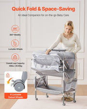 Baby Changing Table, Foldable Diaper Change Station with 2 Fabric Drawers, Side Basket & Hanging Rod, V952-ZDNBTQHSHXWD5L2KV001V0