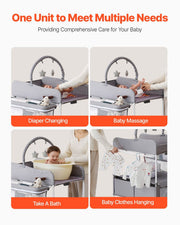 Baby Changing Table, Foldable Diaper Change Station with 2 Fabric Drawers, Side Basket & Hanging Rod, V952-ZDNBTQHSHXWD5L2KV001V0
