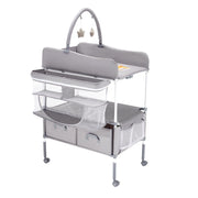 Baby Changing Table, Foldable Diaper Change Station with 2 Fabric Drawers, Side Basket & Hanging Rod, V952-ZDNBTQHSHXWD5L2KV001V0