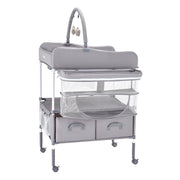 Baby Changing Table, Foldable Diaper Change Station with 2 Fabric Drawers, Side Basket & Hanging Rod, V952-ZDNBTQHSHXWD5L2KV001V0