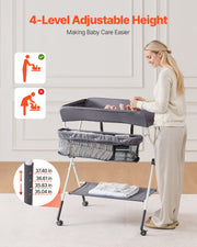 Baby Changing Table, Foldable Diaper Change Station with Side Basket, Adjustable Height Portable Changing V952-ZDNBTSHSXXSD4UOQF001V0