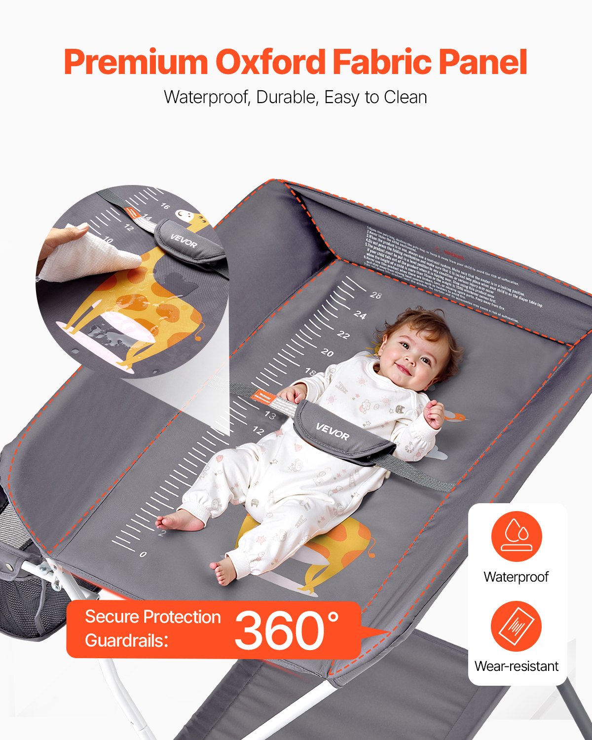 Baby Changing Table, Foldable Diaper Change Station with Side Basket, Adjustable Height Portable Changing V952-ZDNBTSHSXXSD4UOQF001V0