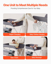 Baby Changing Table, Foldable Diaper Change Station with Side Basket, Adjustable Height Portable Changing V952-ZDNBTSHSXXSD4UOQF001V0