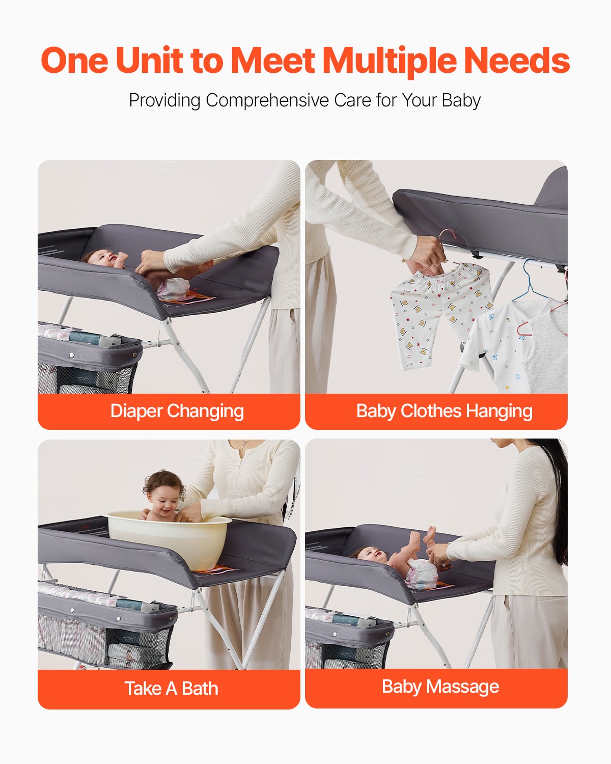 Baby Changing Table, Foldable Diaper Change Station with Side Basket, Adjustable Height Portable Changing V952-ZDNBTSHSXXSD4UOQF001V0