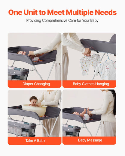 Baby Changing Table, Foldable Diaper Change Station with Side Basket, Adjustable Height Portable Changing V952-ZDNBTSHSXXSD4UOQF001V0