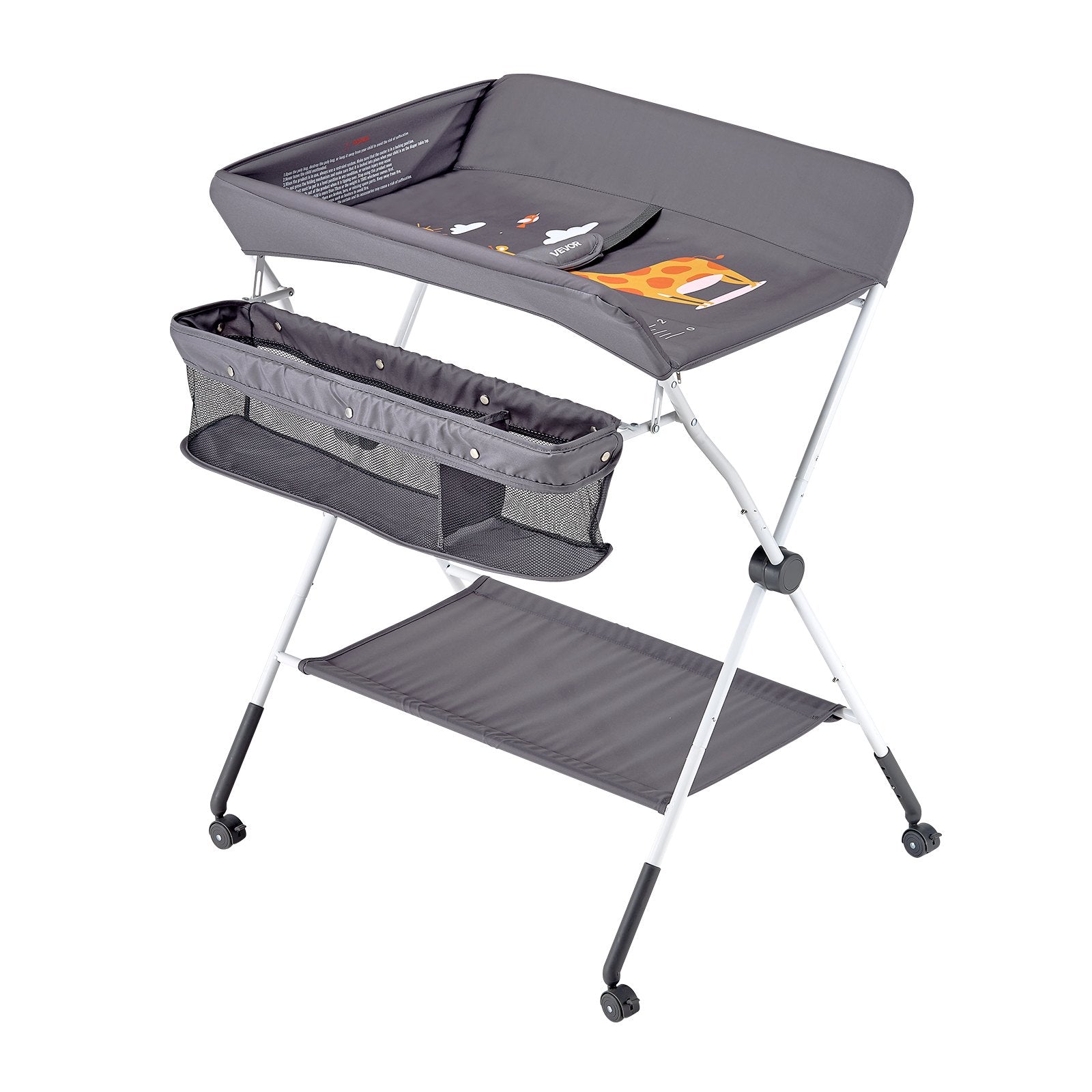 Baby Changing Table, Foldable Diaper Change Station with Side Basket, Adjustable Height Portable Changing V952-ZDNBTSHSXXSD4UOQF001V0