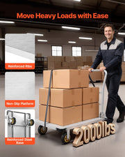 Platform Truck, 907.18 kg Capacity, Heavy Duty Steel Flatbed Cart with Swivel Wheels and Handle, Foldable V952-ZDPBC2000LBSULEYG001V0