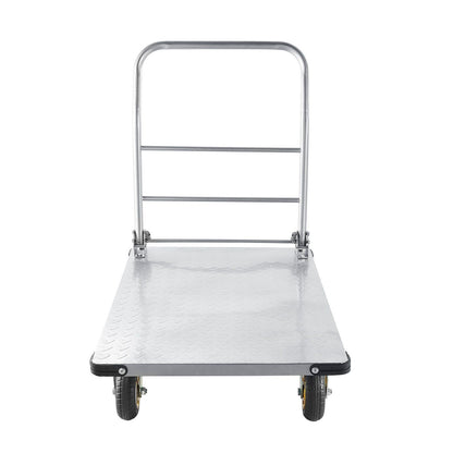 Platform Truck, 907.18 kg Capacity, Heavy Duty Steel Flatbed Cart with Swivel Wheels and Handle, Foldable V952-ZDPBC2000LBSULEYG001V0