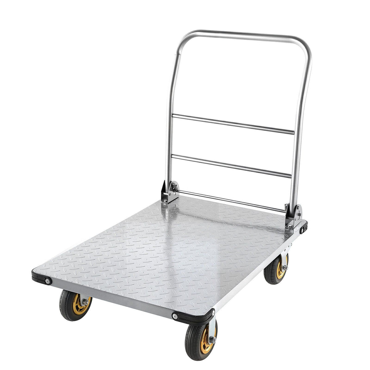 Platform Truck, 907.18 kg Capacity, Heavy Duty Steel Flatbed Cart with Swivel Wheels and Handle, Foldable V952-ZDPBC2000LBSULEYG001V0