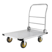 Platform Truck, 907.18 kg Capacity, Heavy Duty Steel Flatbed Cart with Swivel Wheels and Handle, Foldable V952-ZDPBC2000LBSULEYG001V0