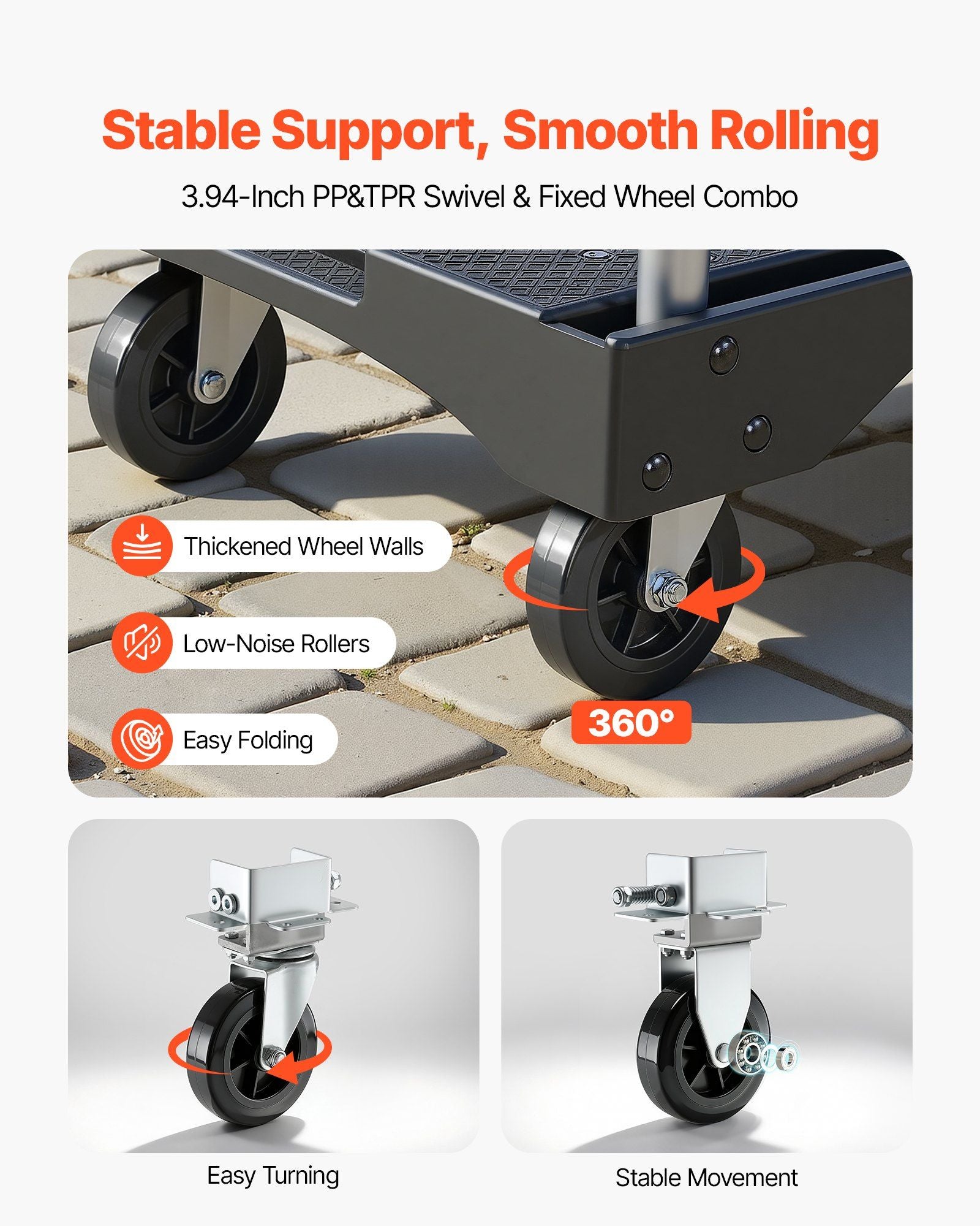Foldable Push Cart Dolly, 149.69 kg Capacity, Folding Platform Truck with Swivel Wheels, Moving Platform Hand V952-ZDPBC330LBSLTUW2Q001V0