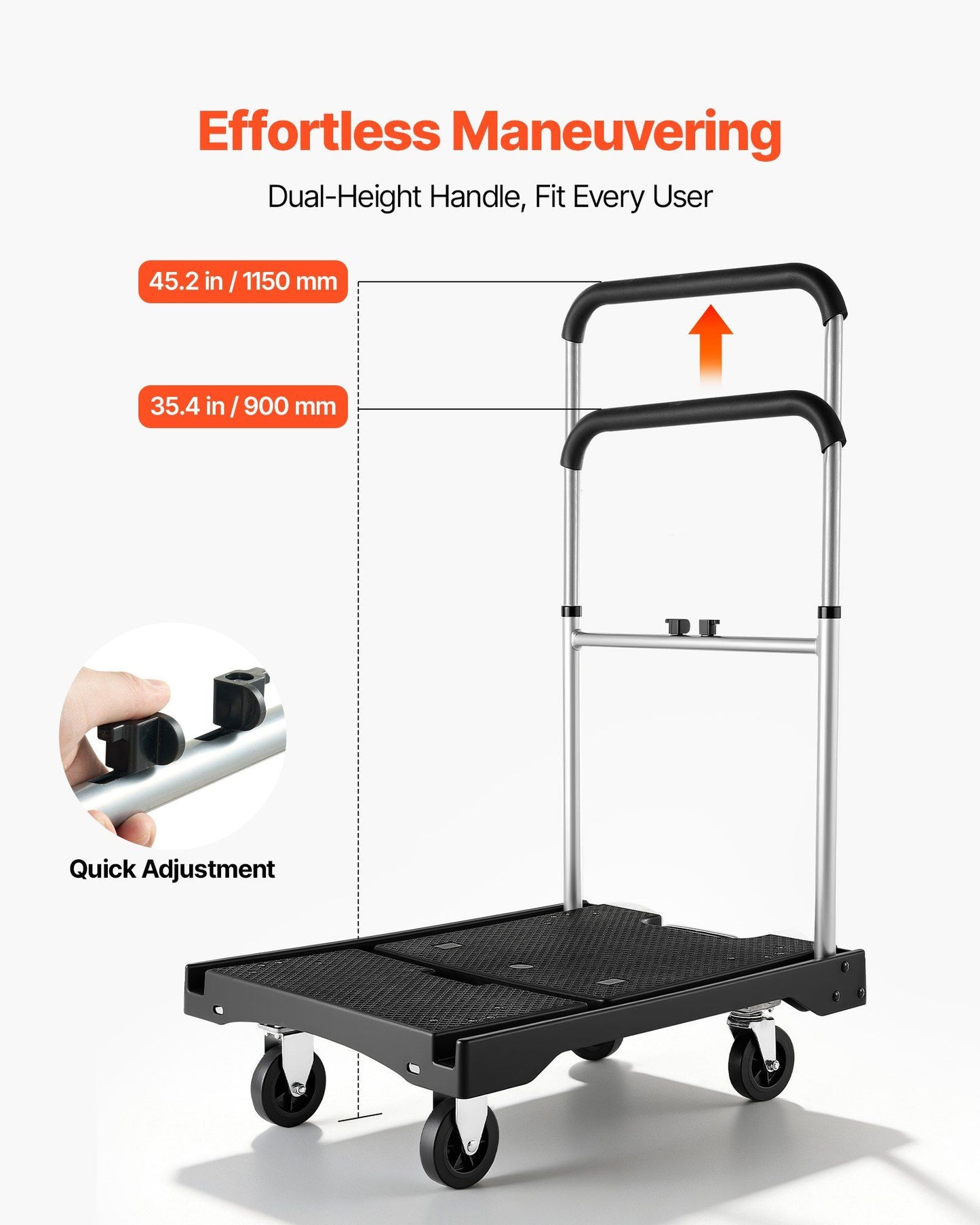 Foldable Push Cart Dolly, 149.69 kg Capacity, Folding Platform Truck with Swivel Wheels, Moving Platform Hand V952-ZDPBC330LBSLTUW2Q001V0