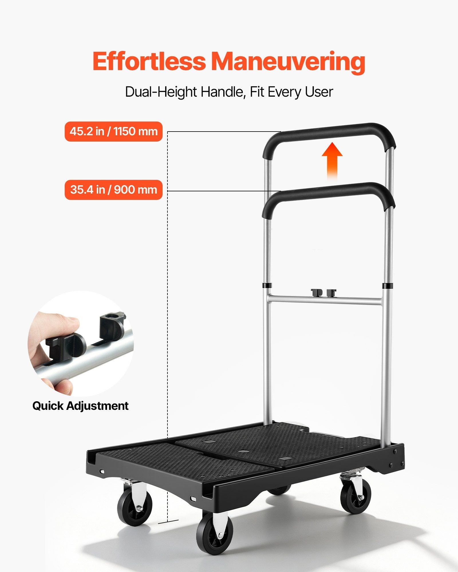 Foldable Push Cart Dolly, 149.69 kg Capacity, Folding Platform Truck with Swivel Wheels, Moving Platform Hand V952-ZDPBC330LBSLTUW2Q001V0