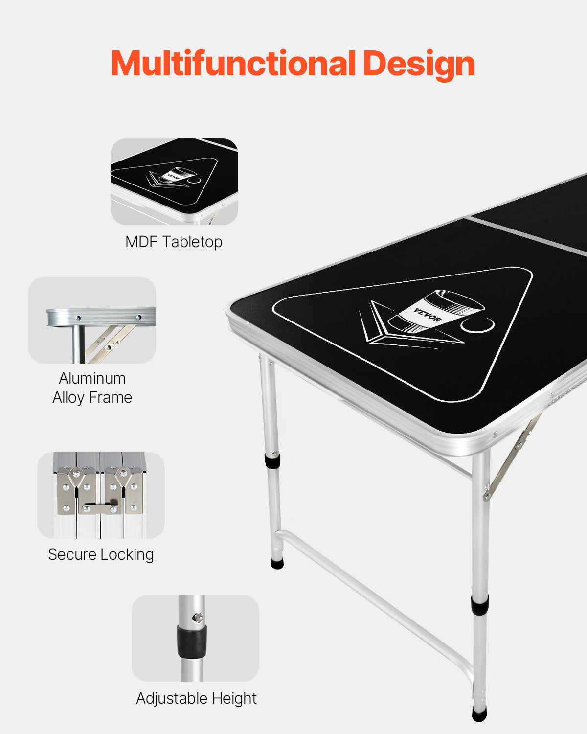 2.4 m Folding Beer Pong Tailgate Table Party Drinking Game Carrying Handle V952-ZDPJYXZCGK00FI2RBV0