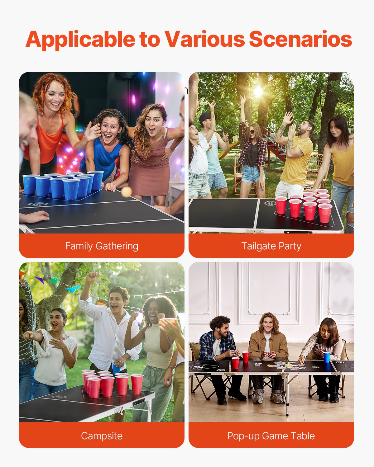 2.4 m Folding Beer Pong Tailgate Table Party Drinking Game Carrying Handle V952-ZDPJYXZCGK00FI2RBV0