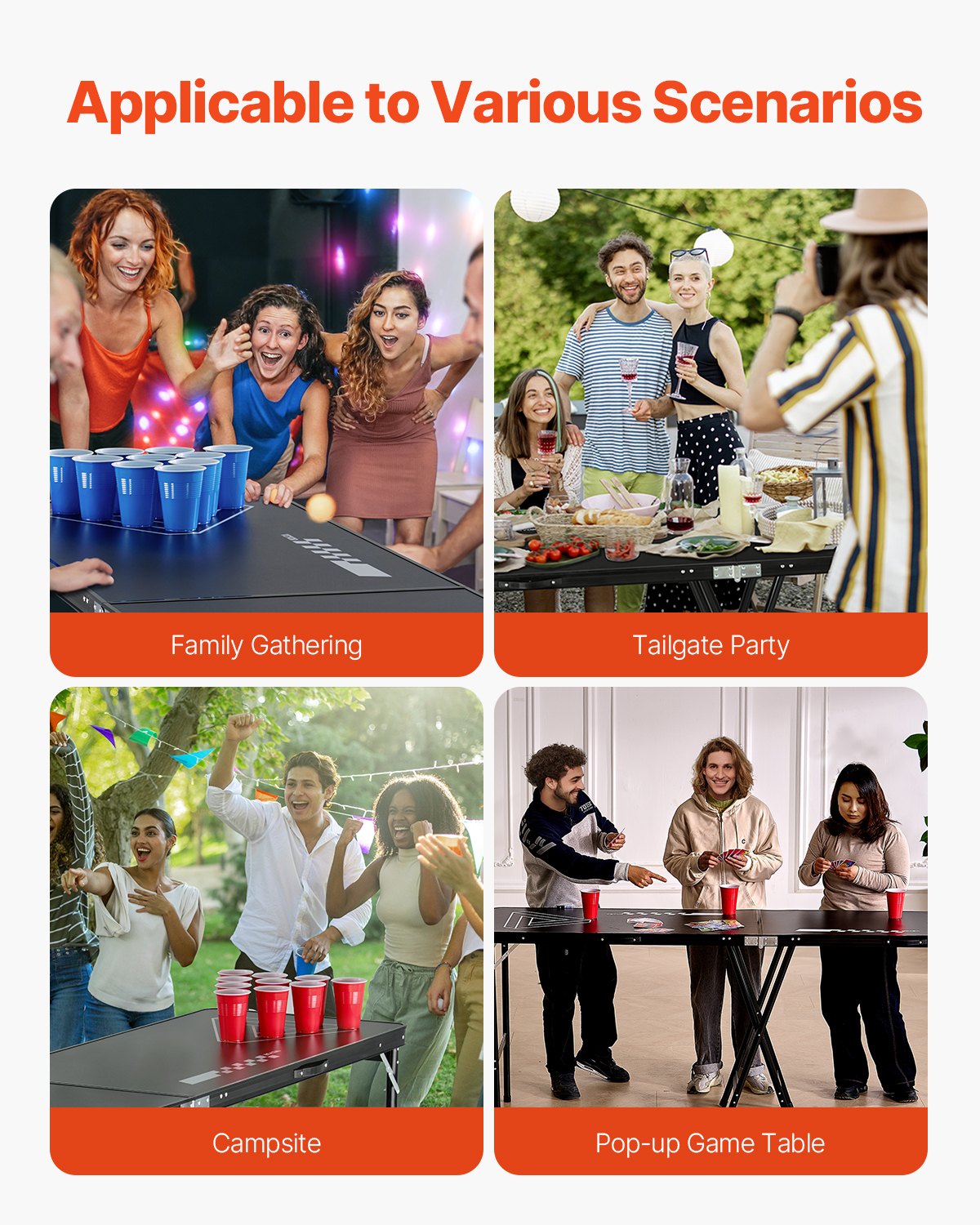 2.4 m Folding Beer Pong Tailgate Table Party Drinking Game Carrying Handle V952-ZDPJYXZJZJGK2N2MHV0