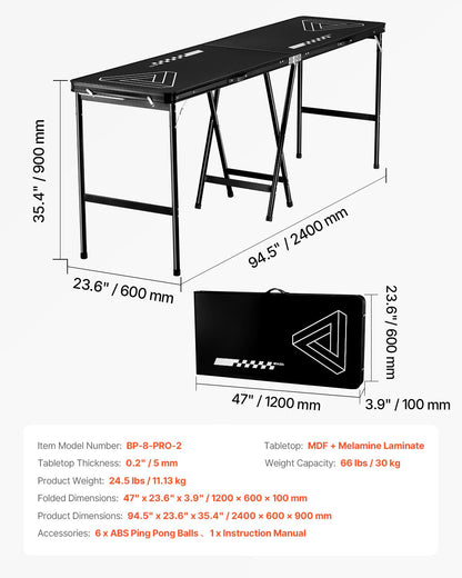 2.4 m Folding Beer Pong Tailgate Table Party Drinking Game Carrying Handle V952-ZDPJYXZJZJGK2N2MHV0