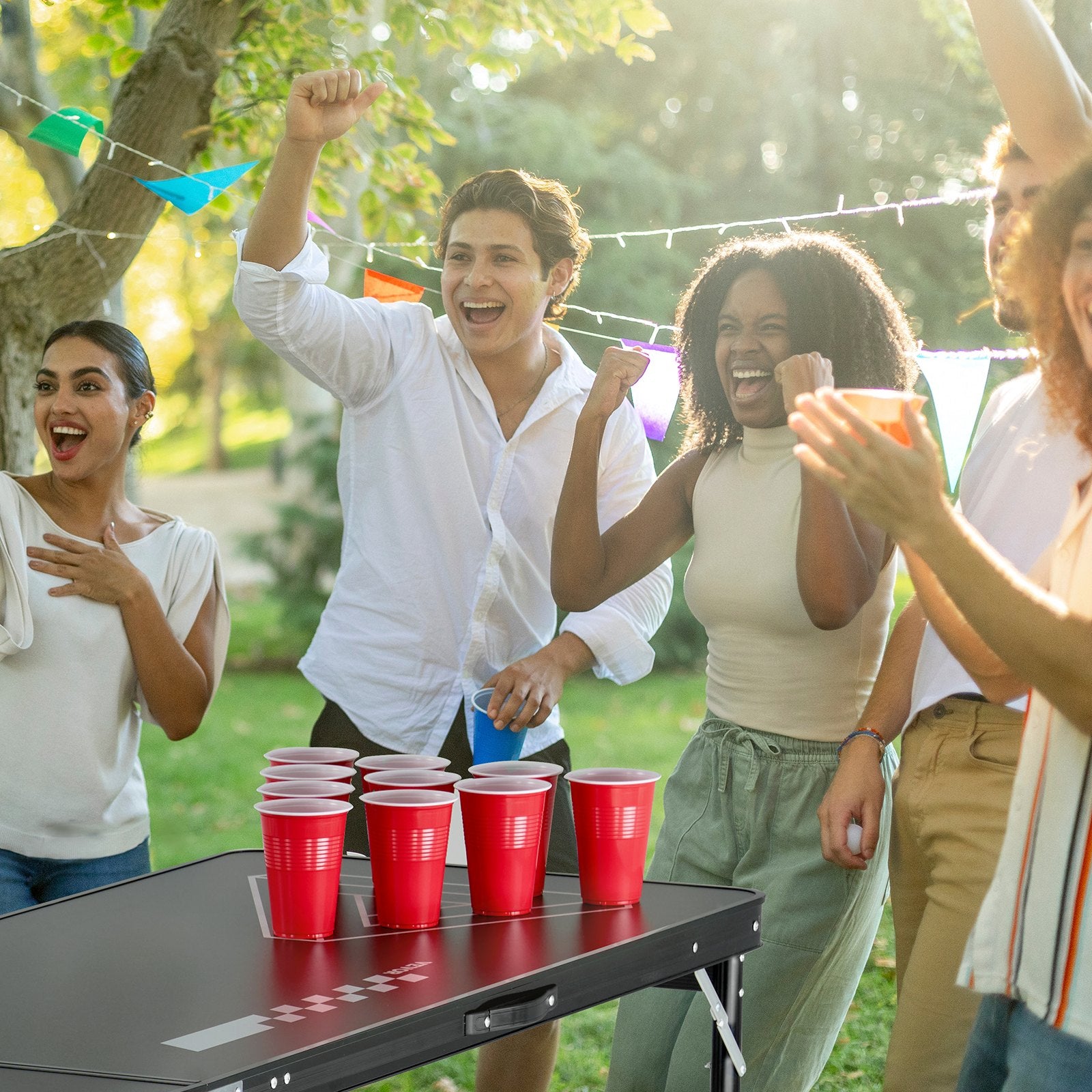 2.4 m Folding Beer Pong Tailgate Table Party Drinking Game Carrying Handle V952-ZDPJYXZJZJGK2N2MHV0