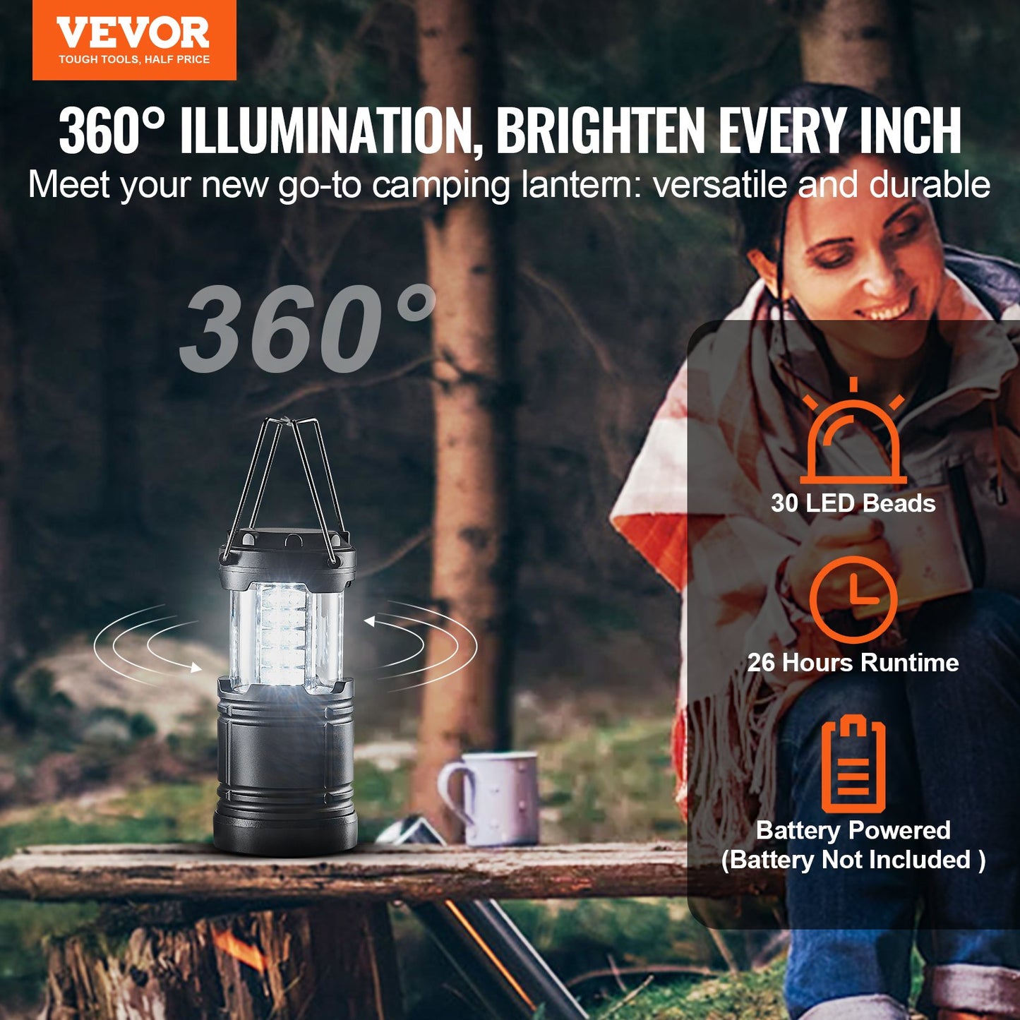 LED Camping Lanterns Collapsible Battery Powered Flashlights Set of 4 V952-ZDSBXLEDYYDG6WEQKV9