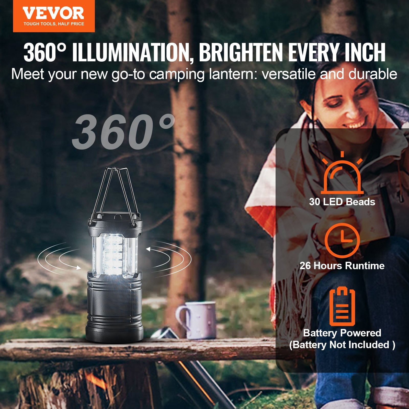 LED Camping Lanterns Collapsible Battery Powered Flashlights Set of 4 V952-ZDSBXLEDYYDG6WEQKV9