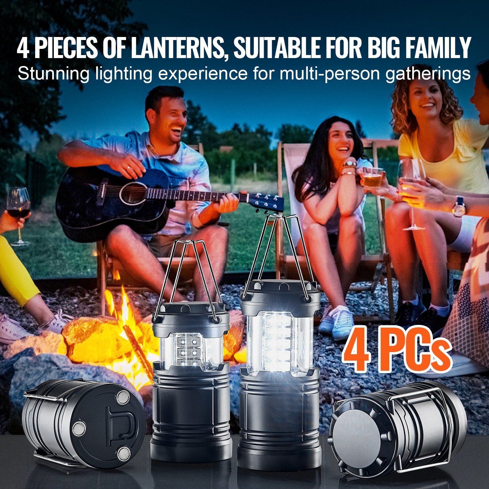 LED Camping Lanterns Collapsible Battery Powered Flashlights Set of 4 V952-ZDSBXLEDYYDG6WEQKV9